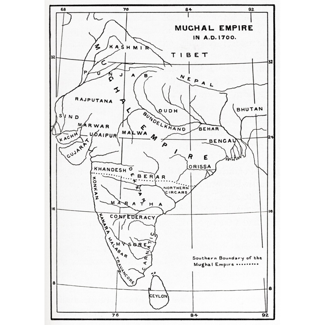 Map Of The Mughal Empire In India 1700. From Hutchinsons History Of The Nations Published 1915. By Ken Welsh / Design